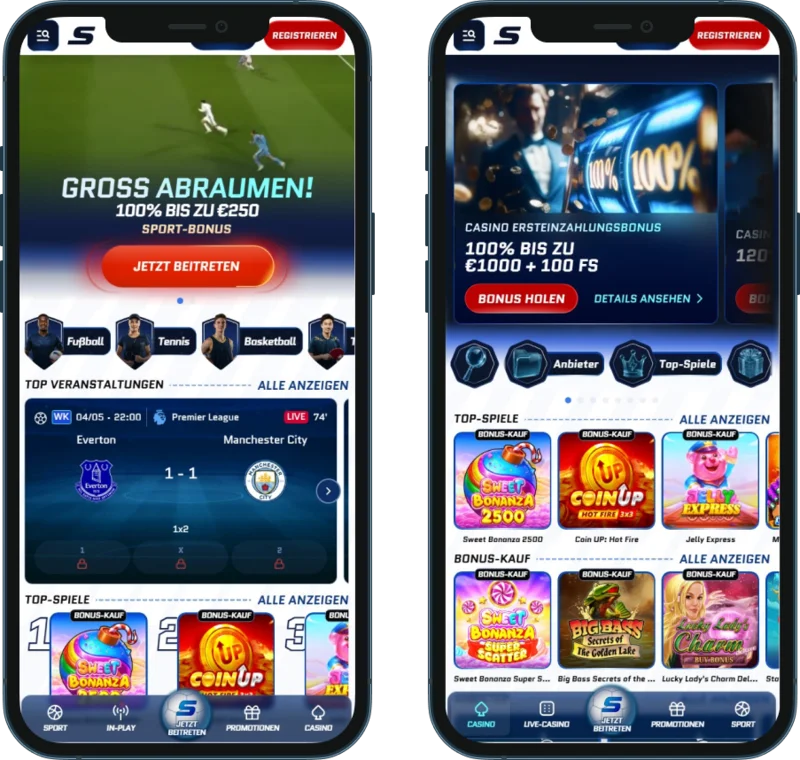Scored Casino für unterwegs nutzen